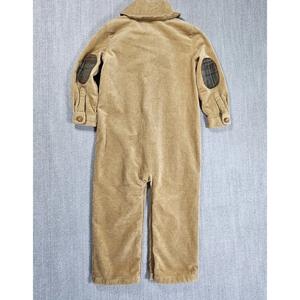 Ralph Lauren Corduroy Coverall‎ Brown 24M One-Piece Long Sleeve Button Patch